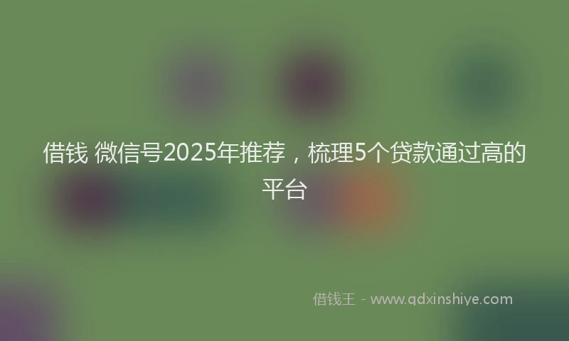 借钱 微信号2025年推荐，梳理5个贷款通过高的平台
