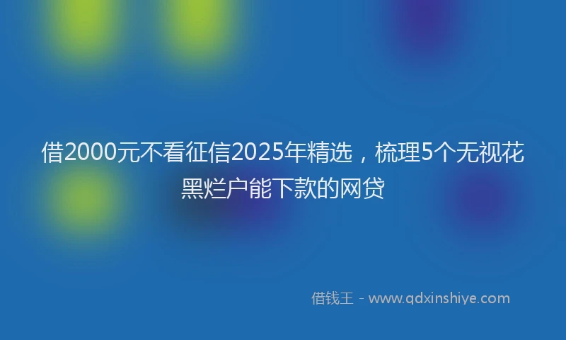 借2000元不看征信2025年精选，梳理5个无视花黑烂户能下款的网贷