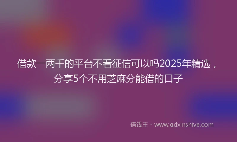 借款一两千的平台不看征信可以吗2025年精选，分享5个不用芝麻分能借的口子