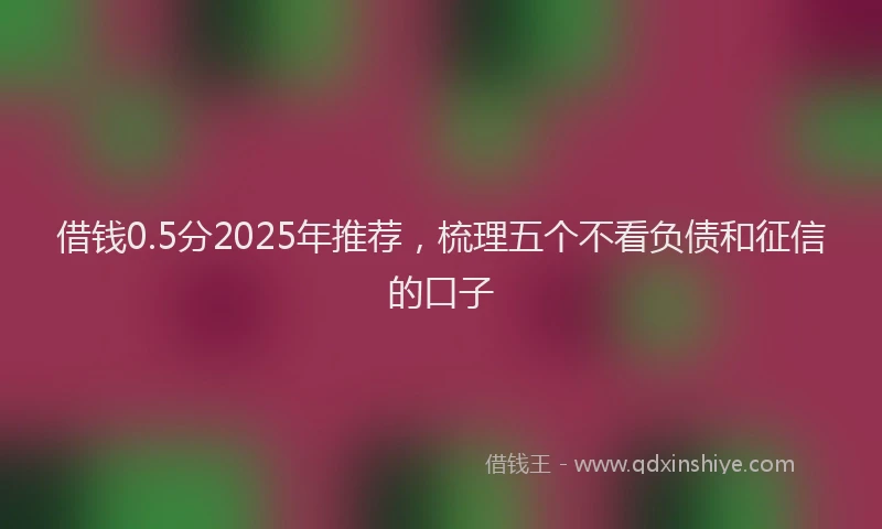 借钱0.5分2025年推荐，梳理五个不看负债和征信的口子
