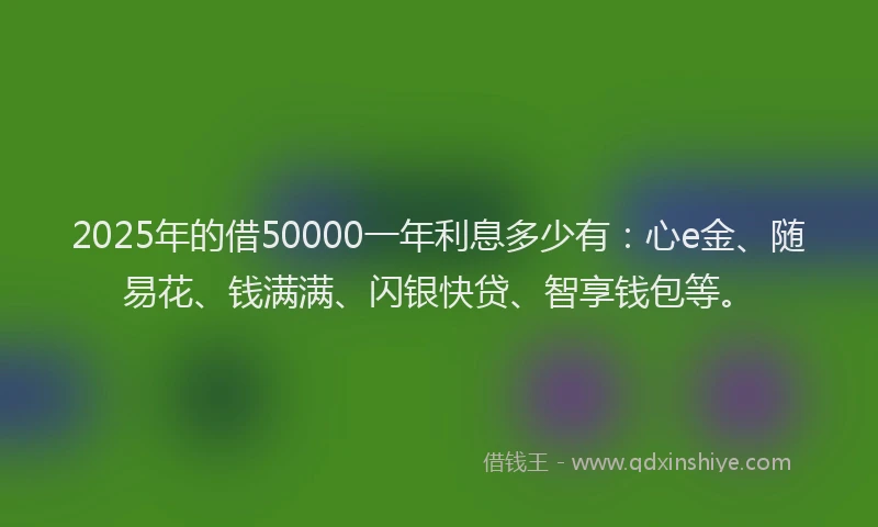 2025年的借50000一年利息多少有：心e金、随易花、钱满满、闪银快贷、智享钱包等。