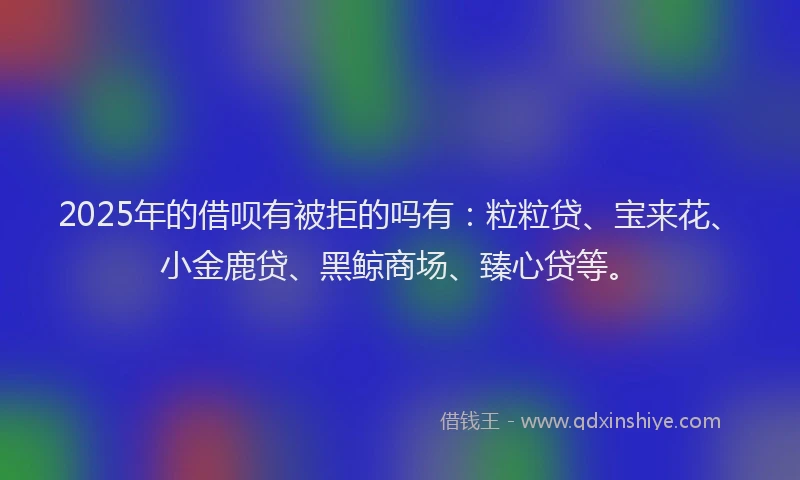 2025年的借呗有被拒的吗有：粒粒贷、宝来花、小金鹿贷、黑鲸商场、臻心贷等。