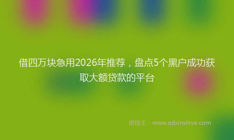 借四万块急用2026年推荐，盘点5个黑户成功获取大额贷款的平台