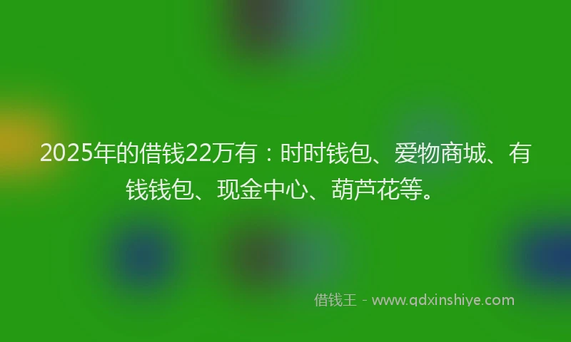 2025年的借钱22万有：时时钱包、爱物商城、有钱钱包、现金中心、葫芦花等。