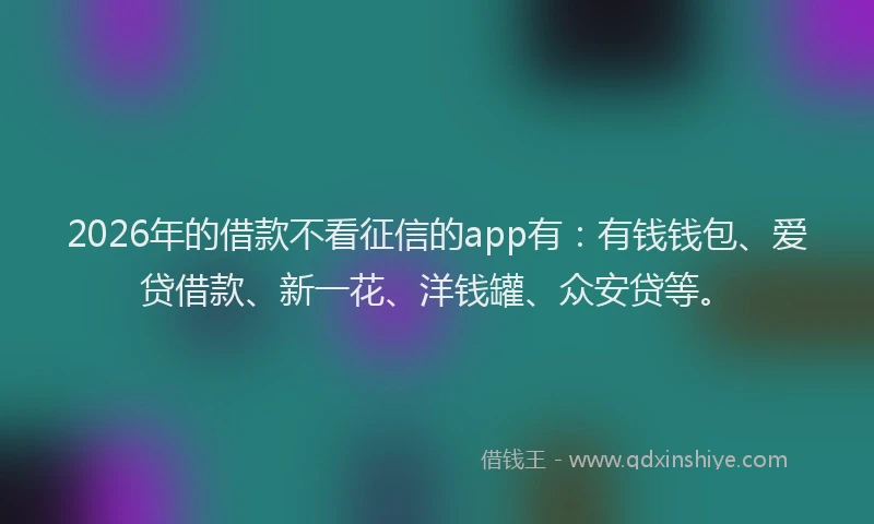 2026年的借款不看征信的app有：有钱钱包、爱贷借款、新一花、洋钱罐、众安贷等。