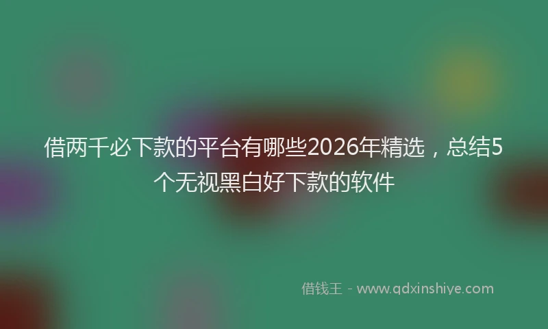 借两千必下款的平台有哪些2026年精选，总结5个无视黑白好下款的软件