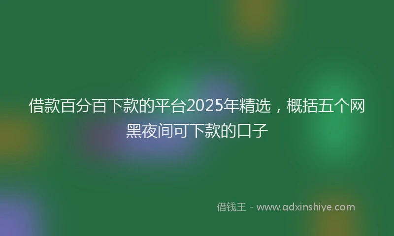 借款百分百下款的平台2025年精选,概括五个网黑夜间可下款的口子
