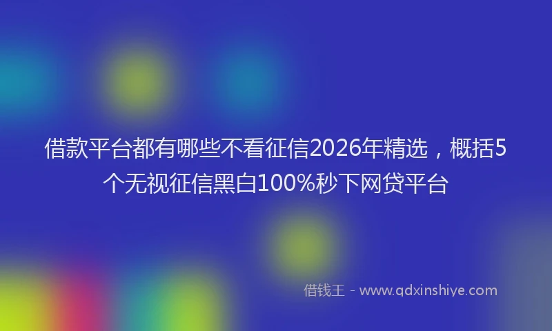 借款平台都有哪些不看征信2026年精选,概括5个无视征信黑白100%秒下网贷平台
