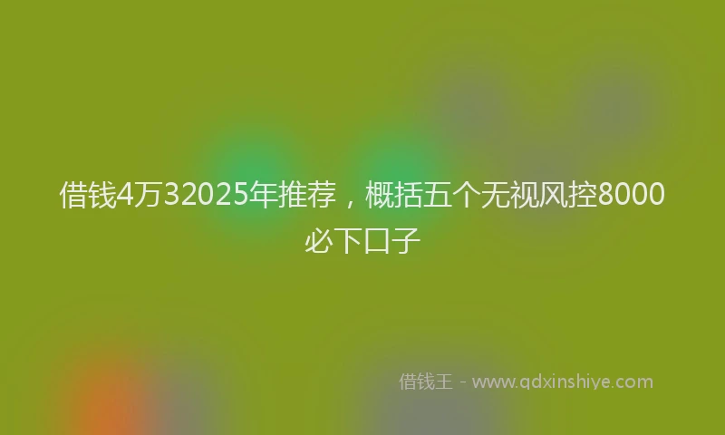借钱4万32025年推荐，概括五个无视风控8000必下口子