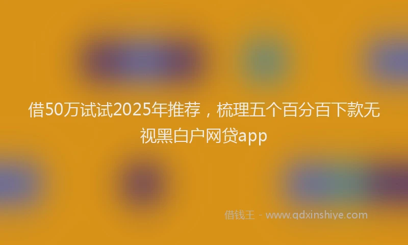 借50万试试2025年推荐，梳理五个百分百下款无视黑白户网贷app