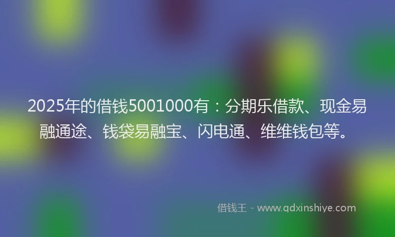 2025年的借钱5001000有:分期乐借款、现金易融通途、钱袋易融宝、闪电通、维维钱包等。
