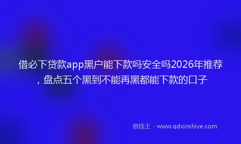 借必下贷款app黑户能下款吗安全吗2026年推荐，盘点五个黑到不能再黑都能下款的口子