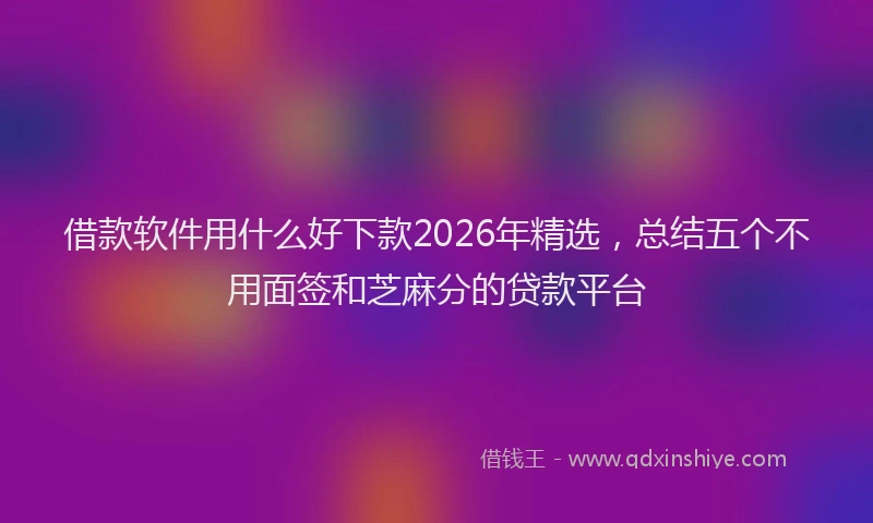 借款软件用什么好下款2026年精选，总结五个不用面签和芝麻分的贷款平台