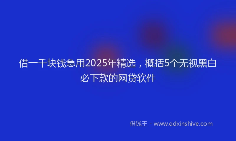 借一千块钱急用2025年精选，概括5个无视黑白必下款的网贷软件