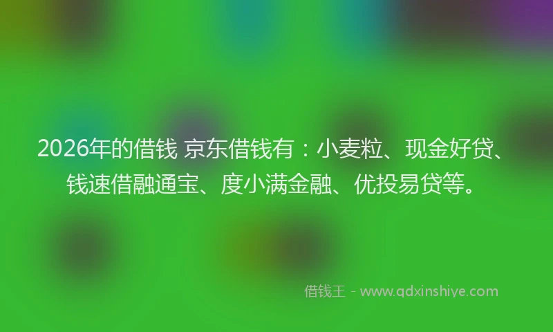 2026年的借钱 京东借钱有：小麦粒、现金好贷、钱速借融通宝、度小满金融、优投易贷等。