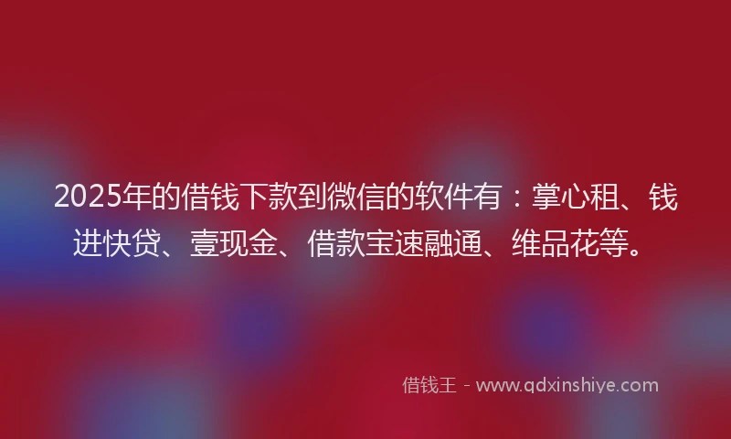 2025年的借钱下款到微信的软件有:掌心租、钱进快贷、壹现金、借款宝速融通、维品花等。
