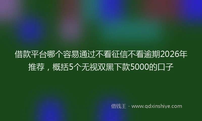 借款平台哪个容易通过不看征信不看逾期2026年推荐，概括5个无视双黑下款5000的口子