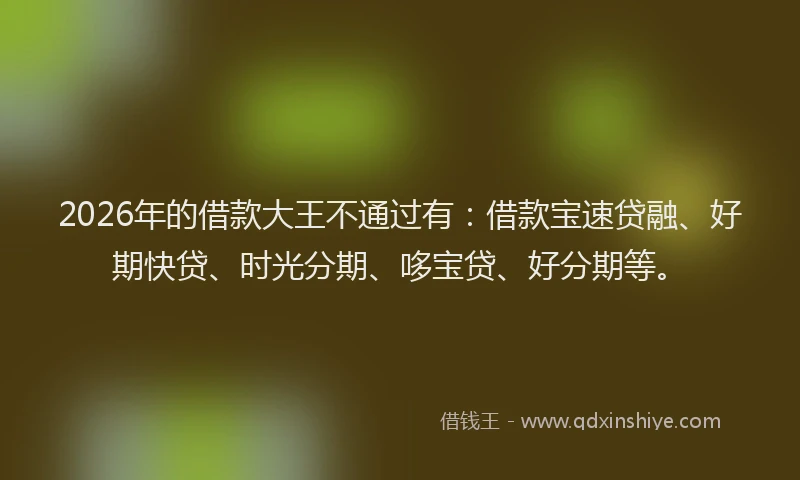 2026年的借款大王不通过有:借款宝速贷融、好期快贷、时光分期、哆宝贷、好分期等。