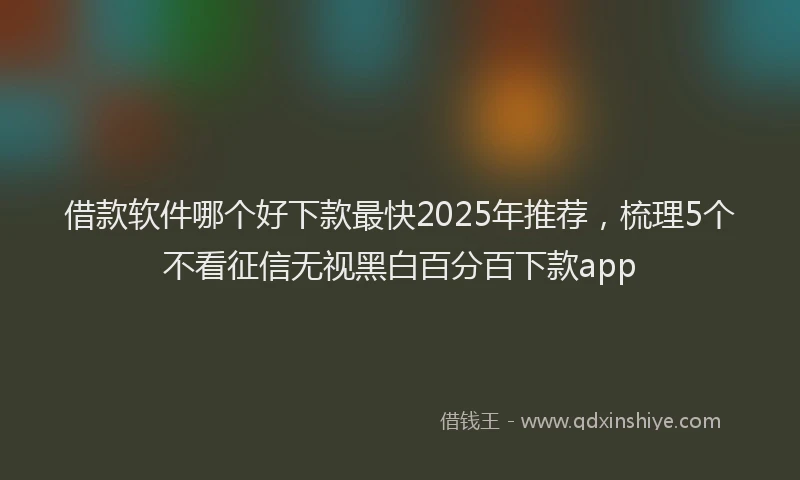 借款软件哪个好下款最快2025年推荐，梳理5个不看征信无视黑白百分百下款app