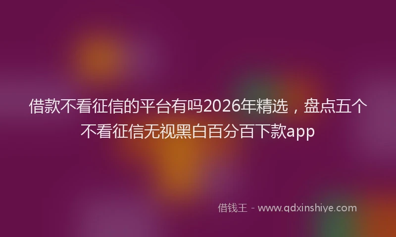 借款不看征信的平台有吗2026年精选，盘点五个不看征信无视黑白百分百下款app