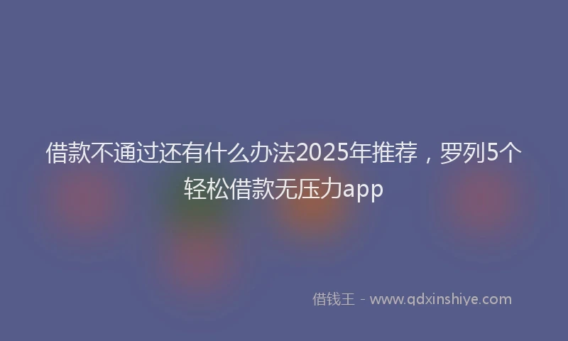 借款不通过还有什么办法2025年推荐，罗列5个轻松借款无压力app