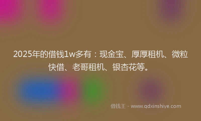 2025年的借钱1w多有：现金宝、厚厚租机、微粒快借、老哥租机、银杏花等。