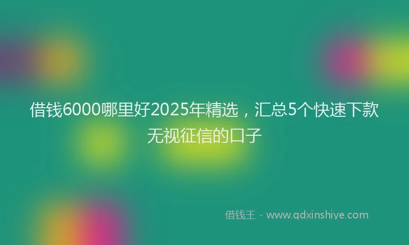 借钱6000哪里好2025年精选，汇总5个快速下款无视征信的口子