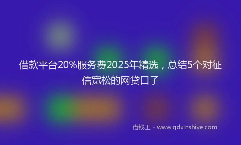 借款平台20%服务费2025年精选，总结5个对征信宽松的网贷口子