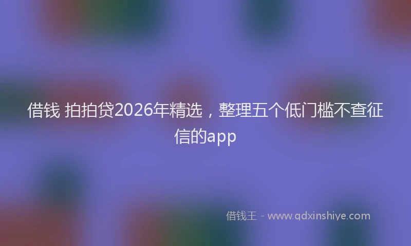 借钱 拍拍贷2026年精选，整理五个低门槛不查征信的app