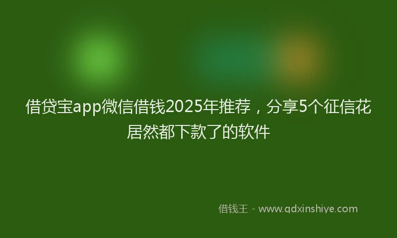 借贷宝app微信借钱2025年推荐，分享5个征信花居然都下款了的软件