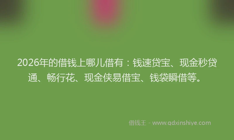 2026年的借钱上哪儿借有：钱速贷宝、现金秒贷通、畅行花、现金侠易借宝、钱袋瞬借等。