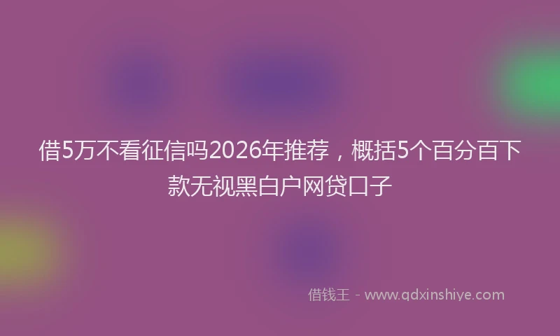 借5万不看征信吗2026年推荐,概括5个百分百下款无视黑白户网贷口子