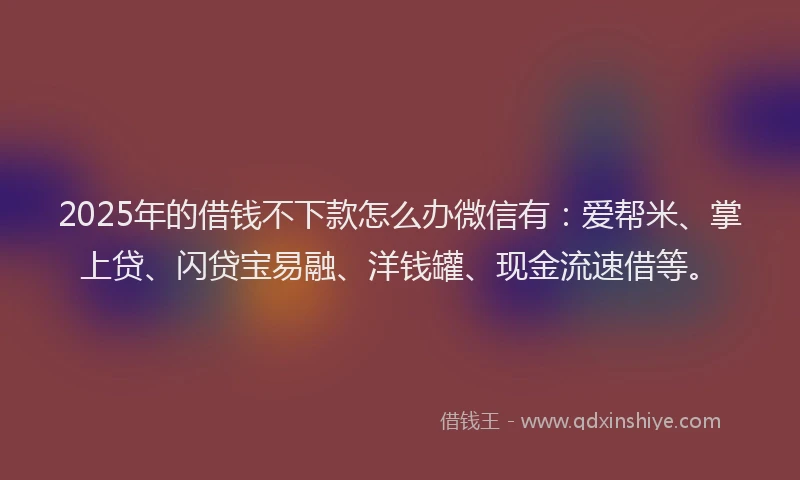 2025年的借钱不下款怎么办微信有：爱帮米、掌上贷、闪贷宝易融、洋钱罐、现金流速借等。