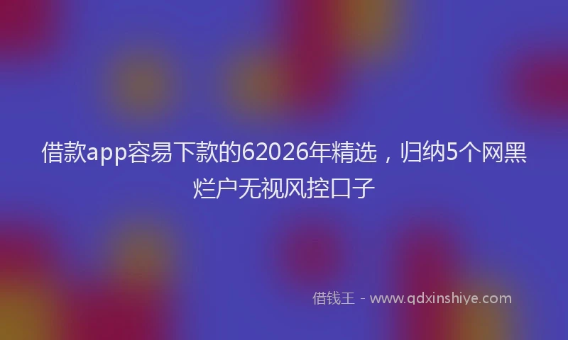 借款app容易下款的62026年精选，归纳5个网黑烂户无视风控口子