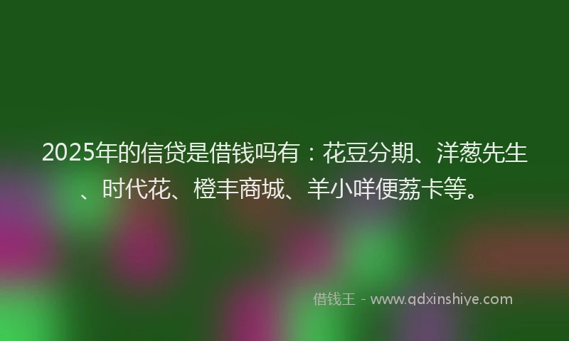 2025年的信贷是借钱吗有：花豆分期、洋葱先生、时代花、橙丰商城、羊小咩便荔卡等。