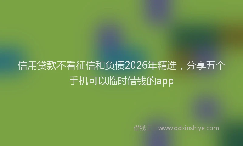 信用贷款不看征信和负债2026年精选，分享五个手机可以临时借钱的app