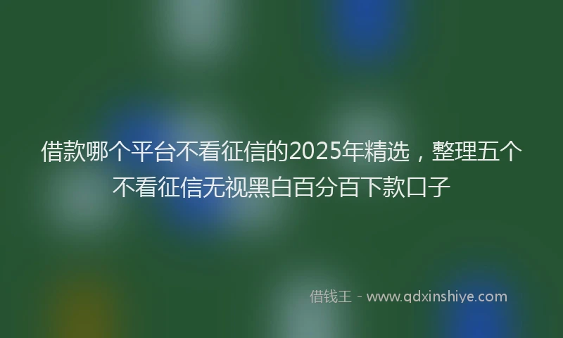 借款哪个平台不看征信的2025年精选,整理五个不看征信无视黑白百分百下款口子