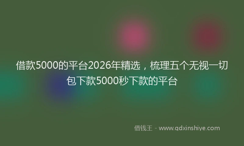 借款5000的平台2026年精选，梳理五个无视一切包下款5000秒下款的平台
