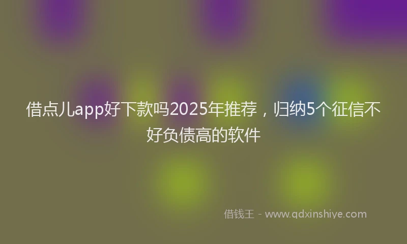 借点儿app好下款吗2025年推荐,归纳5个征信不好负债高的软件