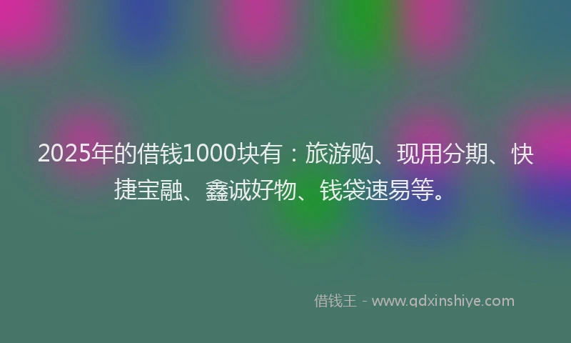 2025年的借钱1000块有：旅游购、现用分期、快捷宝融、鑫诚好物、钱袋速易等。