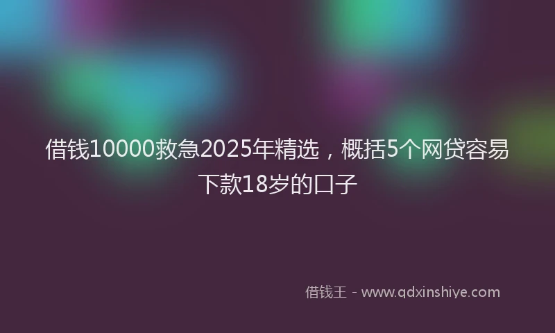 借钱10000救急2025年精选,概括5个网贷容易下款18岁的口子