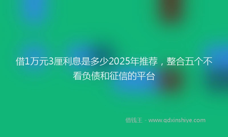 借1万元3厘利息是多少2025年推荐，整合五个不看负债和征信的平台