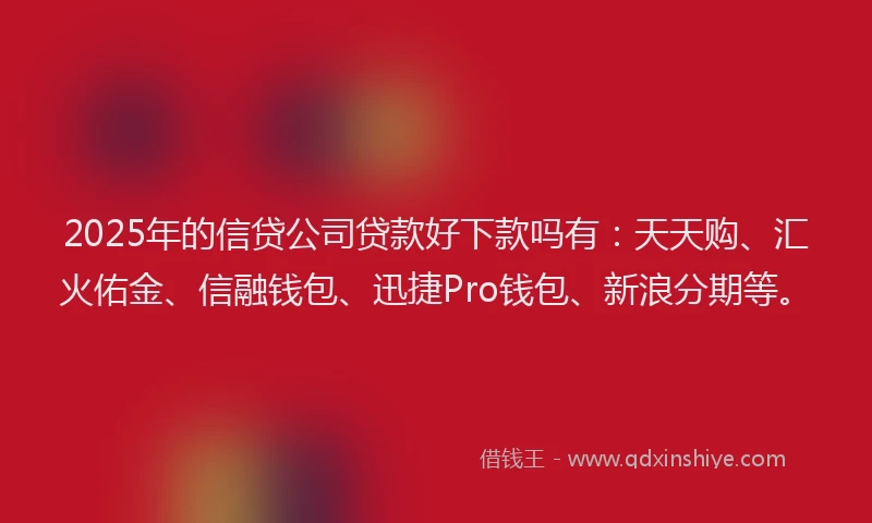 2025年的信贷公司贷款好下款吗有：天天购、汇火佑金、信融钱包、迅捷Pro钱包、新浪分期等。