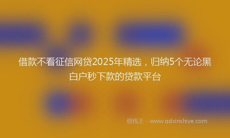 借款不看征信网贷2025年精选，归纳5个无论黑白户秒下款的贷款平台