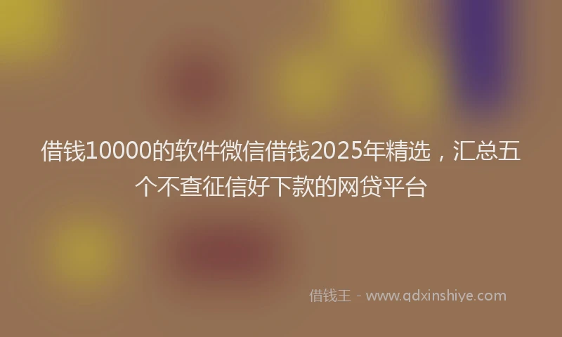 借钱10000的软件微信借钱2025年精选，汇总五个不查征信好下款的网贷平台