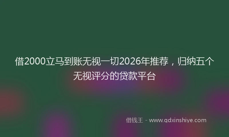 借2000立马到账无视一切2026年推荐,归纳五个无视评分的贷款平台