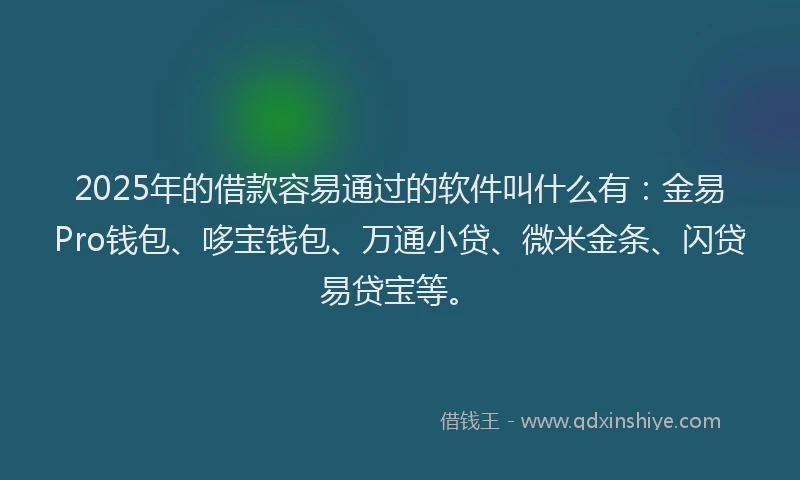 2025年的借款容易通过的软件叫什么有：金易Pro钱包、哆宝钱包、万通小贷、微米金条、闪贷易贷宝等。