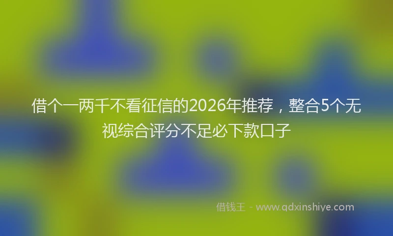 借个一两千不看征信的2026年推荐，整合5个无视综合评分不足必下款口子