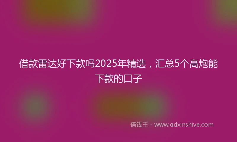借款雷达好下款吗2025年精选，汇总5个高炮能下款的口子