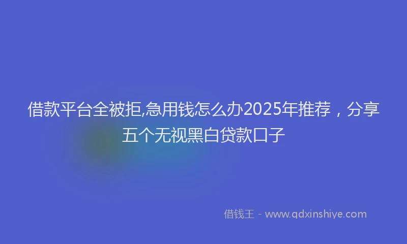 借款平台全被拒,急用钱怎么办2025年推荐，分享五个无视黑白贷款口子